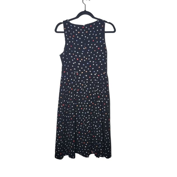 Elle Womens Sleeveless Pleated Polka Dot Midi Dress Size 6 Career Office Summer - Picture 3 of 11